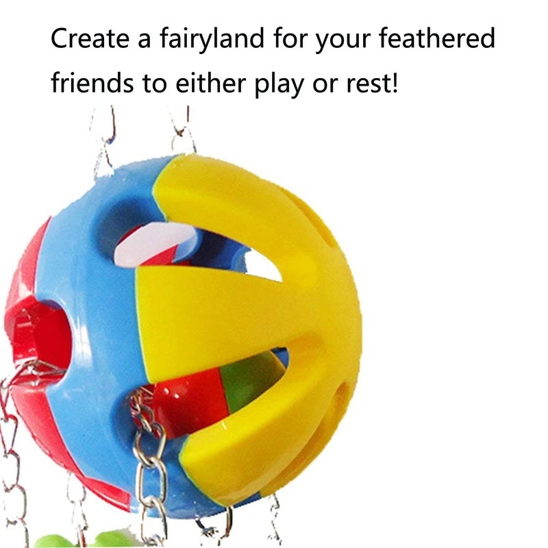 Litewoo Bird String Ball Toy Parrot Pet Cage Toy Chew Bite with Hanging Swing Bell for Small Parakeet African Grey Cockatiel Cockatoo Finch Canary Cage Accessories â€¦ - Image 2